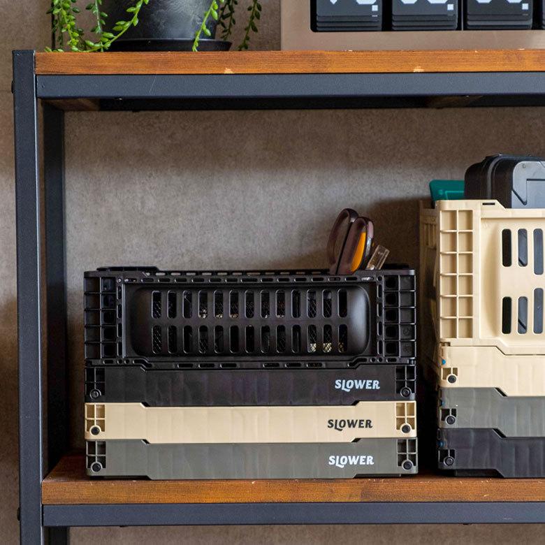 コンテナ ボックス 折り畳み 5L カゴ スタッキング フォールディング アウトドア タグクリップ おしゃれ 黒 アイボリー カーキ コンパクト 収納 小物入れ 90367 | ブランド登録なし | 15