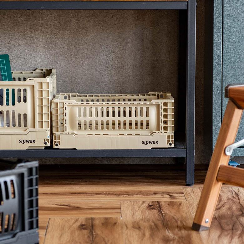 コンテナ ボックス 折り畳み 5L カゴ スタッキング フォールディング アウトドア タグクリップ おしゃれ 黒 アイボリー カーキ コンパクト 収納 小物入れ 90367 | ブランド登録なし | 16