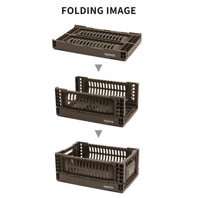 コンテナ ボックス 折り畳み 5L カゴ スタッキング フォールディング アウトドア タグクリップ おしゃれ 黒 アイボリー カーキ コンパクト 収納 小物入れ 90367 | ブランド登録なし | 04