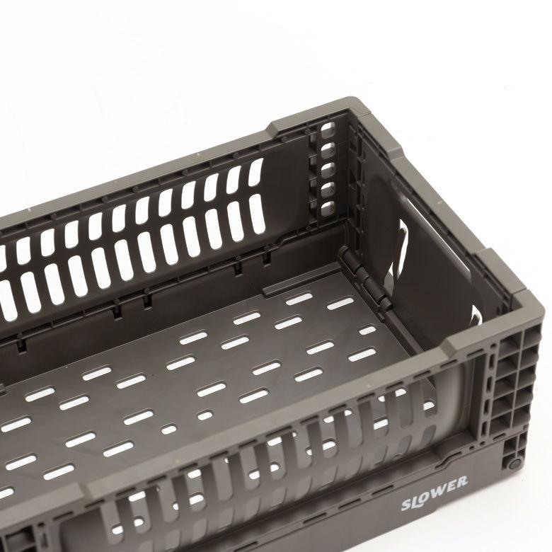 コンテナ ボックス 折り畳み 5L カゴ スタッキング フォールディング アウトドア タグクリップ おしゃれ 黒 アイボリー カーキ コンパクト 収納 小物入れ 90367 | ブランド登録なし | 05