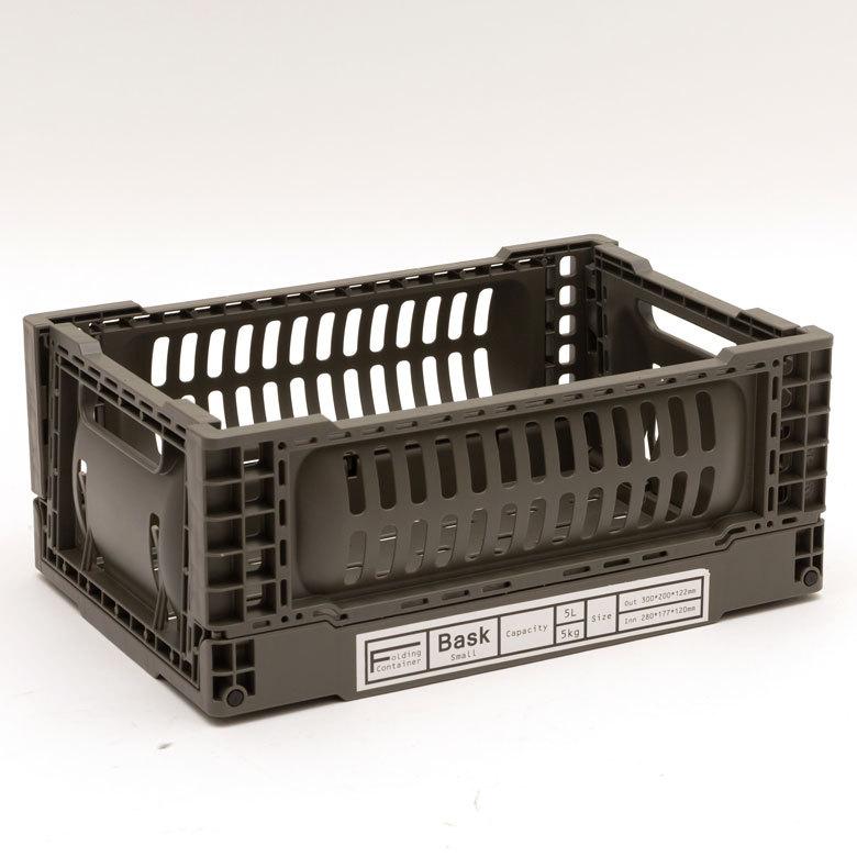 コンテナ ボックス 折り畳み 5L カゴ スタッキング フォールディング アウトドア タグクリップ おしゃれ 黒 アイボリー カーキ コンパクト 収納 小物入れ 90367 | ブランド登録なし | 08