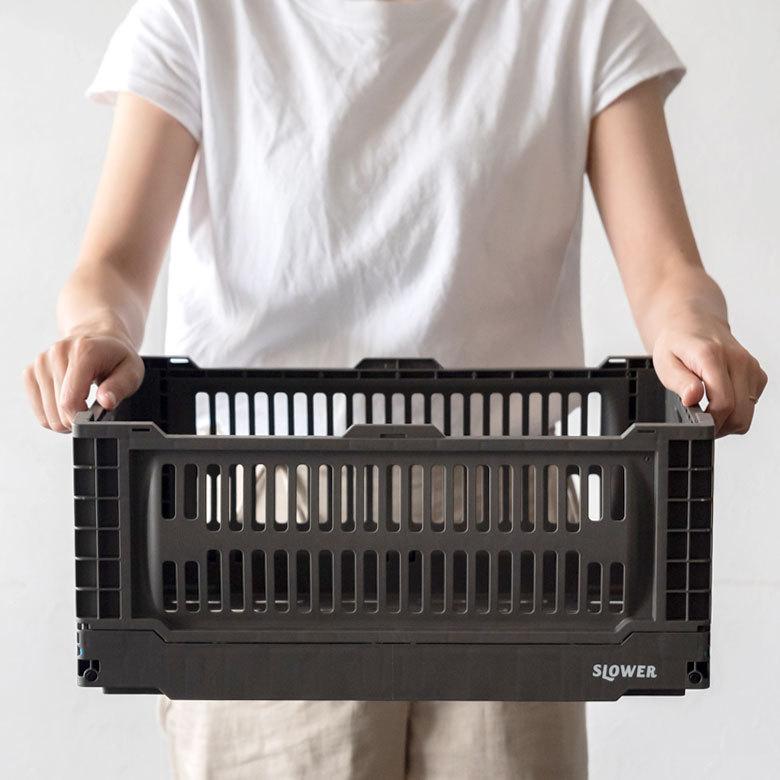 コンテナ ボックス 折り畳み 17L カゴ スタッキング フォールディング アウトドア タグクリップ おしゃれ 黒 アイボリー カーキ コンパクト 収納 小物入れ 90368 | ブランド登録なし | 10