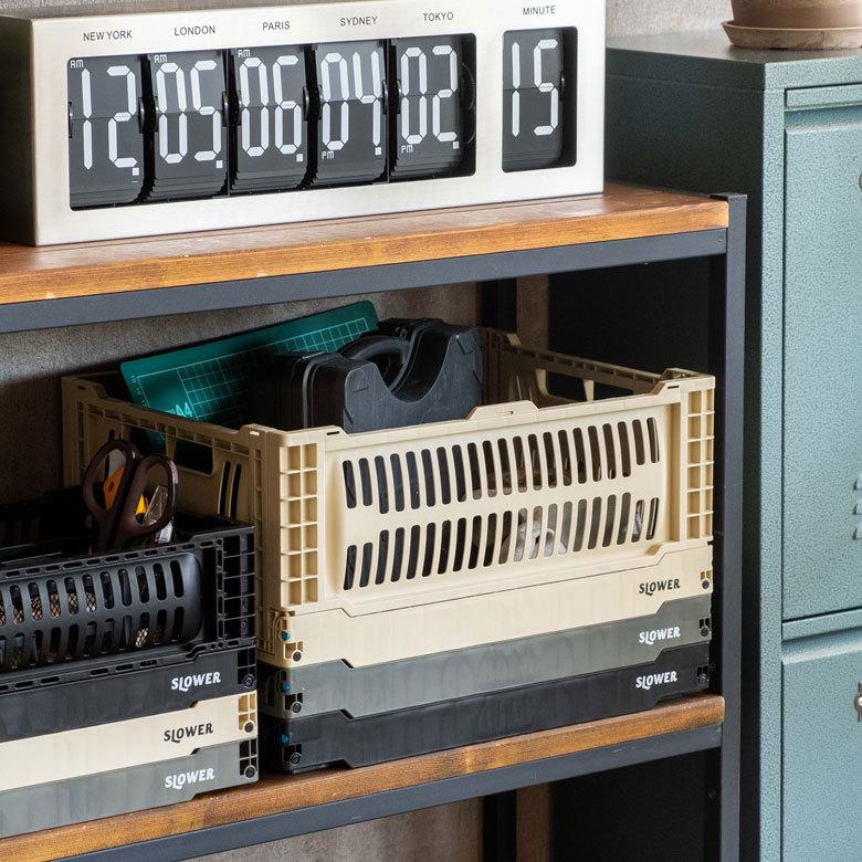 コンテナ ボックス 折り畳み 17L カゴ スタッキング フォールディング アウトドア タグクリップ おしゃれ 黒 アイボリー カーキ コンパクト 収納 小物入れ 90368 | ブランド登録なし | 16