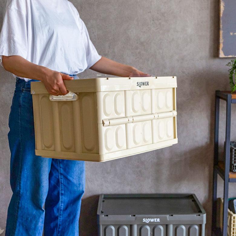 コンテナ ボックス 折り畳み 45L カゴ スタッキング フォールディング アウトドア 大容量 おしゃれ 黒 アイボリー カーキ コンパクト 収納 トランク 90369 | ブランド登録なし | 13