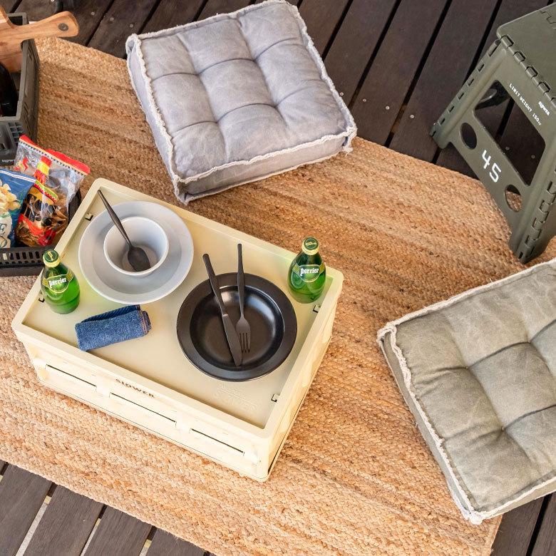 コンテナ ボックス 折り畳み 45L カゴ スタッキング フォールディング アウトドア 大容量 おしゃれ 黒 アイボリー カーキ コンパクト 収納 トランク 90369 | ブランド登録なし | 18