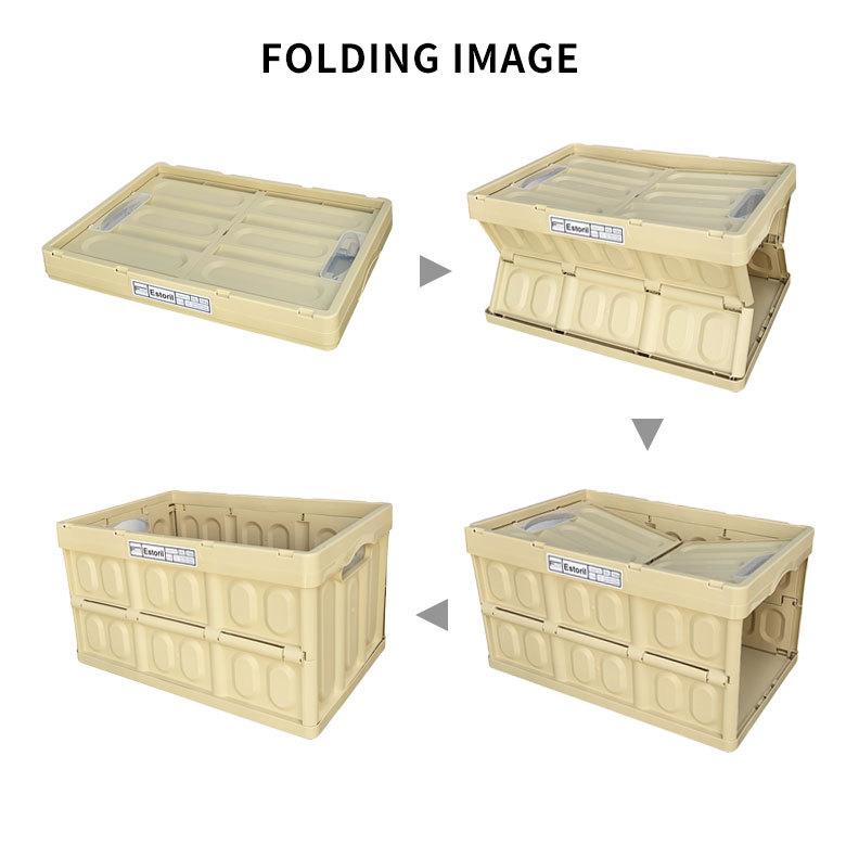 コンテナ ボックス 折り畳み 45L カゴ スタッキング フォールディング アウトドア 大容量 おしゃれ 黒 アイボリー カーキ コンパクト 収納 トランク 90369 | ブランド登録なし | 04