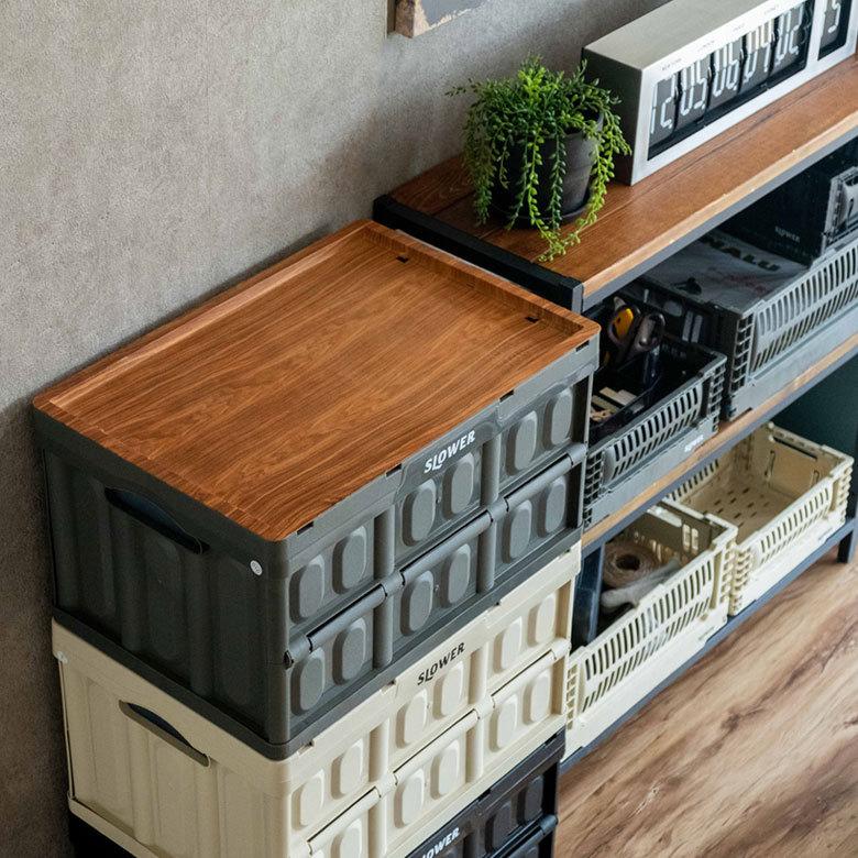 テーブルトップ コンテナ専用 フタ カバー 約 W 52 × D 33.5 ウッド コンテナ用フタ アウトドアテーブル トレイ 袋掛け付き おしゃれ ナチュラル 木目 90372 | ブランド登録なし | 10