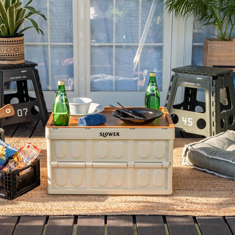 テーブルトップ コンテナ専用 フタ カバー 約 W 52 × D 33.5 ウッド コンテナ用フタ アウトドアテーブル トレイ 袋掛け付き おしゃれ ナチュラル 木目 90372 | ブランド登録なし | 13