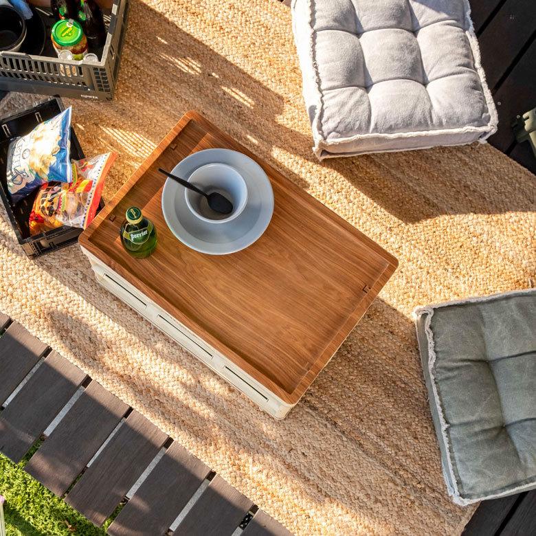 テーブルトップ コンテナ専用 フタ カバー 約 W 52 × D 33.5 ウッド コンテナ用フタ アウトドアテーブル トレイ 袋掛け付き おしゃれ ナチュラル 木目 90372 | ブランド登録なし | 04