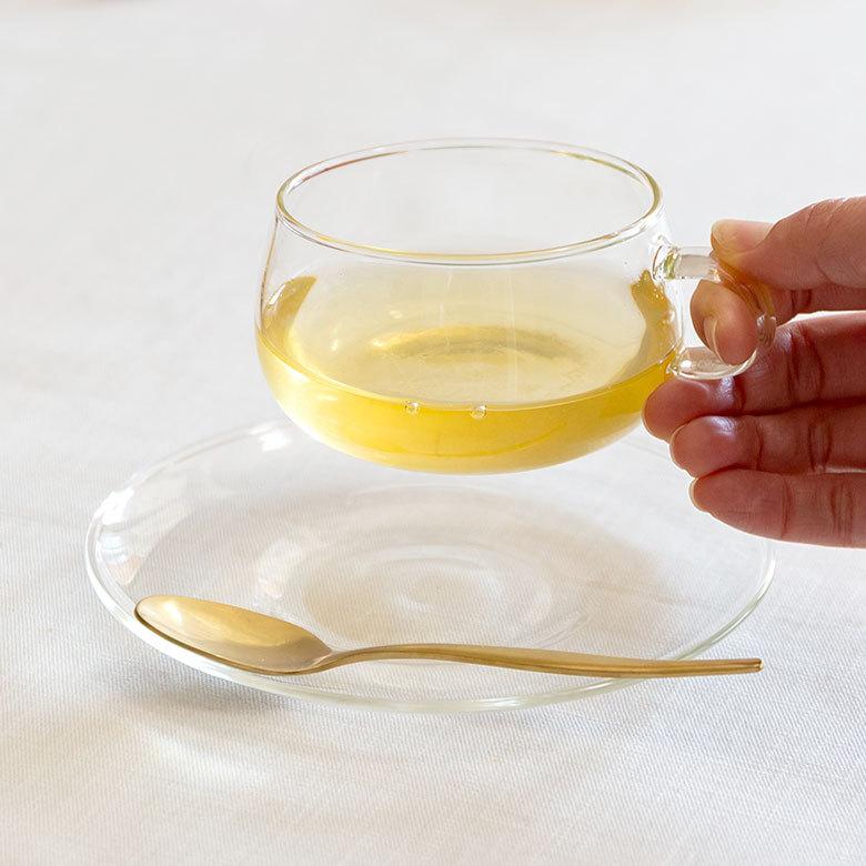 ティーカップ＆ソーサー 230ml 耐熱ガラス クリア 電子レンジ可 食洗機可 シンプル カフェ かわいい キッチン用品 90385 | ブランド登録なし | 01