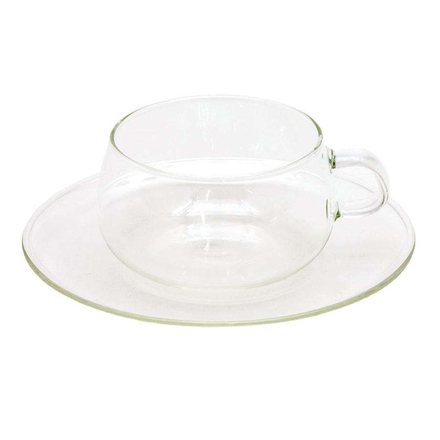 ティーカップ＆ソーサー 230ml 耐熱ガラス クリア 電子レンジ可 食洗機可 シンプル カフェ かわいい キッチン用品 90385 | ブランド登録なし | 20