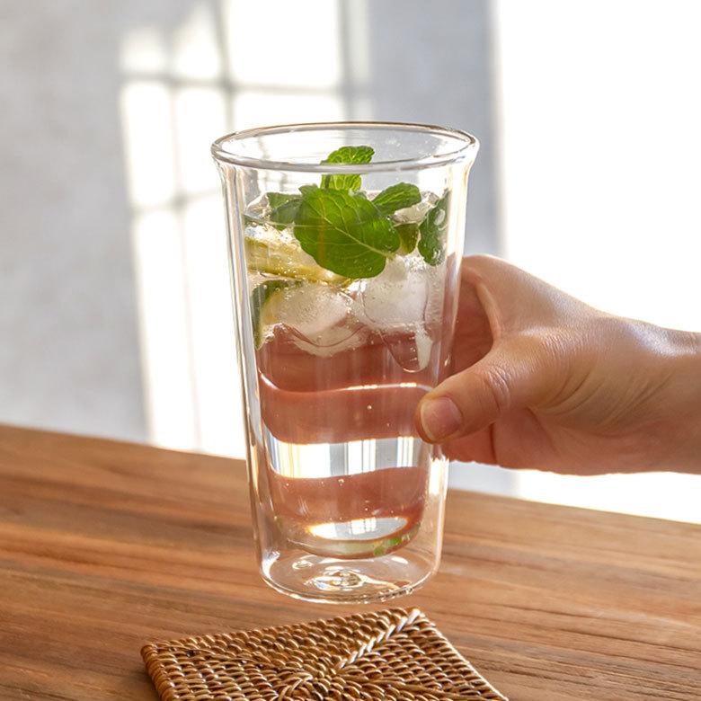 グラス ビアグラス ダブルウォール 耐熱ガラス 340ml 2層構造 クリア電子レンジ可 食洗機可 タンブラー おしゃれ シンプル 90388 | ブランド登録なし | 01