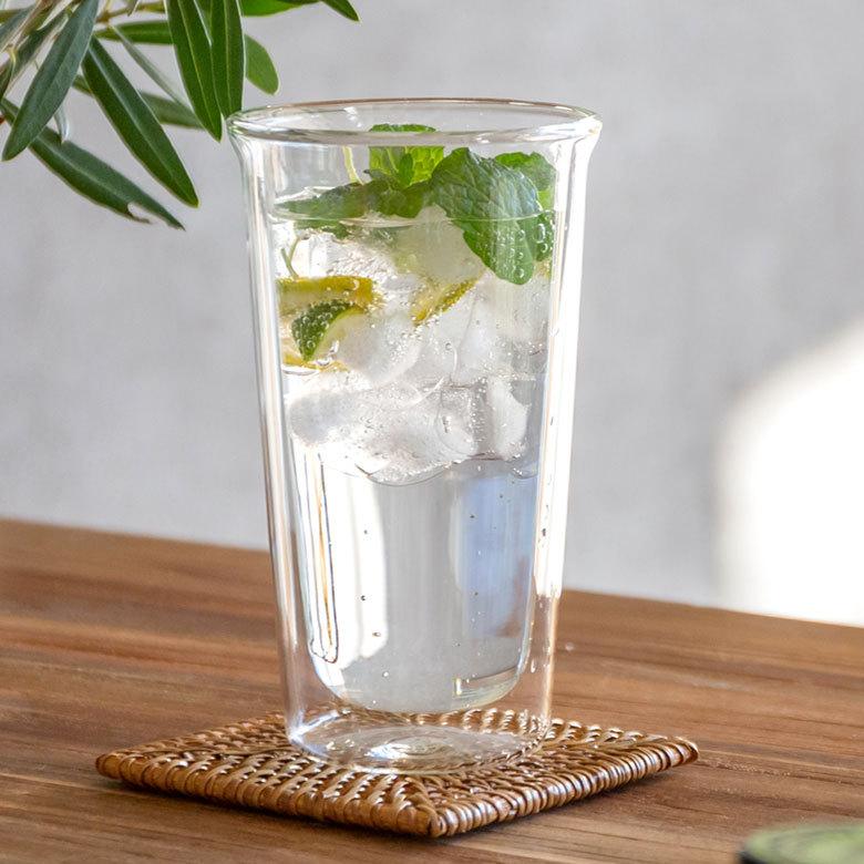 グラス ビアグラス ダブルウォール 耐熱ガラス 340ml 2層構造 クリア電子レンジ可 食洗機可 タンブラー おしゃれ シンプル 90388 | ブランド登録なし | 18