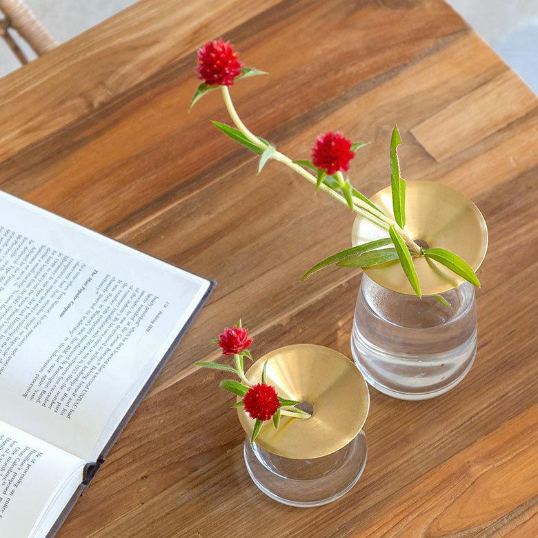 フラワーベース 一輪挿し ガラス 真鍮 クリア ブラウン 花瓶 170ml 水耕栽培 インテリア ブラウン おしゃれ 90389 | ブランド登録なし | 14