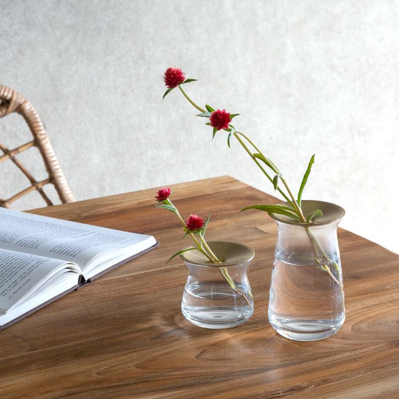 フラワーベース 一輪挿し ガラス 真鍮 クリア ブラウン 花瓶 170ml 水耕栽培 インテリア ブラウン おしゃれ 90389 | ブランド登録なし | 19