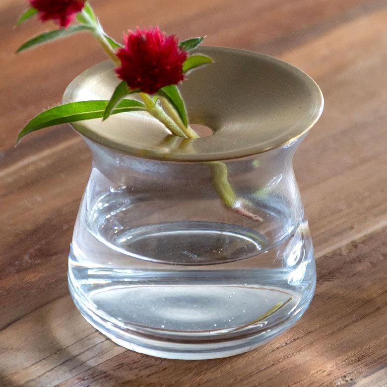 フラワーベース 一輪挿し ガラス 真鍮 クリア ブラウン 花瓶 170ml 水耕栽培 インテリア ブラウン おしゃれ 90389 | ブランド登録なし | 06
