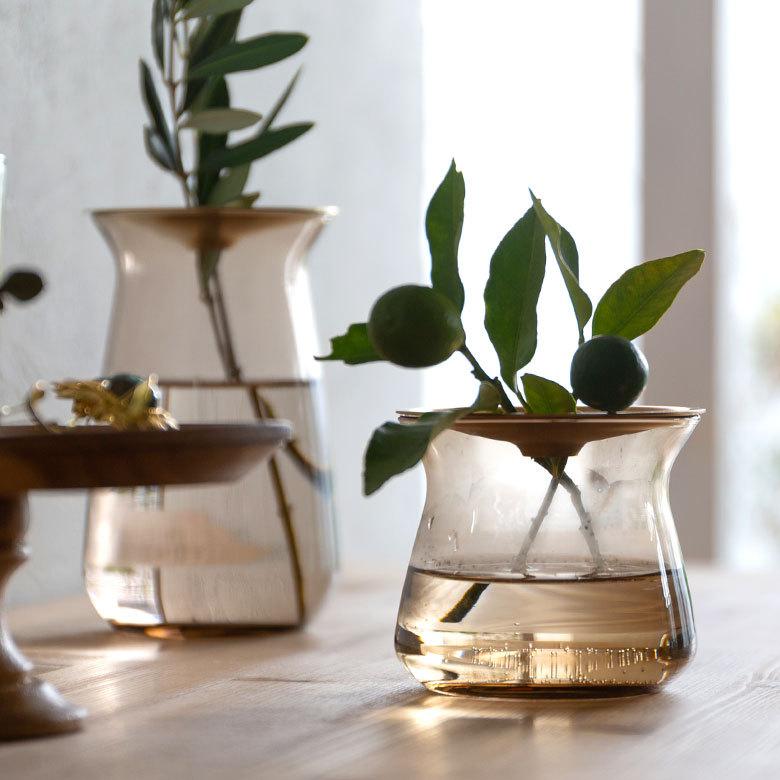 フラワーベース 一輪挿し ガラス 真鍮 クリア ブラウン 花瓶 170ml 水耕栽培 インテリア ブラウン おしゃれ 90389 | ブランド登録なし | 08