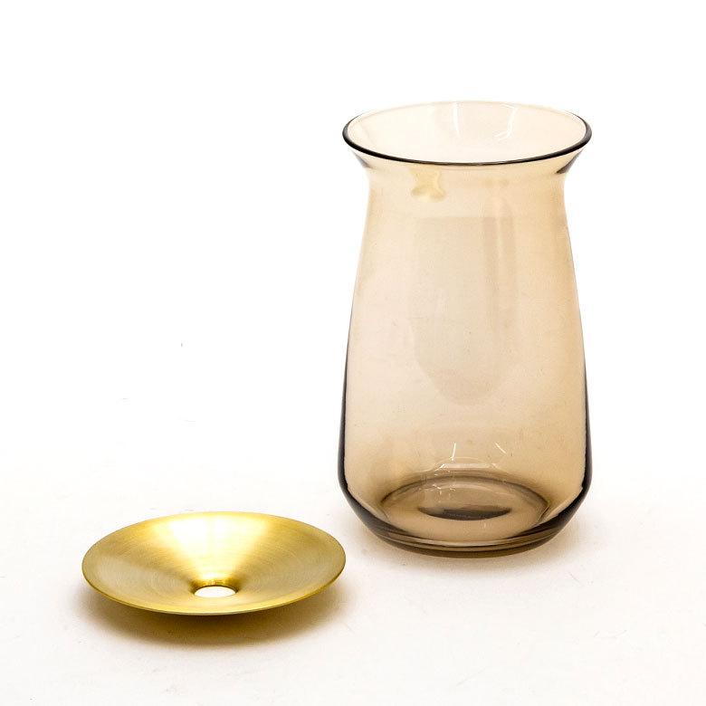 フラワーベース 一輪挿し ガラス 真鍮 クリア ブラウン 花瓶 360ml 水耕栽培 インテリア ブラウン おしゃれ 90390 | ブランド登録なし | 12