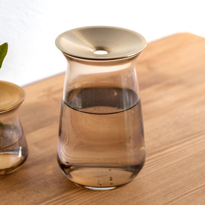 フラワーベース 一輪挿し ガラス 真鍮 クリア ブラウン 花瓶 360ml 水耕栽培 インテリア ブラウン おしゃれ 90390 | ブランド登録なし | 20