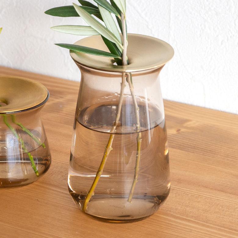 フラワーベース 一輪挿し ガラス 真鍮 クリア ブラウン 花瓶 360ml 水耕栽培 インテリア ブラウン おしゃれ 90390 | ブランド登録なし | 06