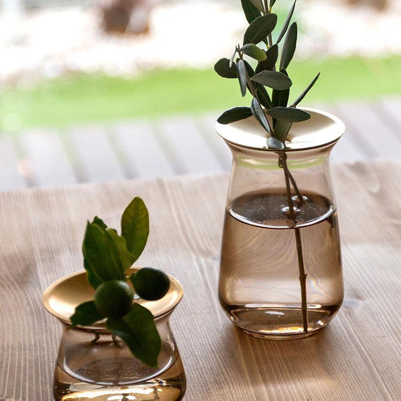 フラワーベース 一輪挿し ガラス 真鍮 クリア ブラウン 花瓶 360ml 水耕栽培 インテリア ブラウン おしゃれ 90390 | ブランド登録なし | 09