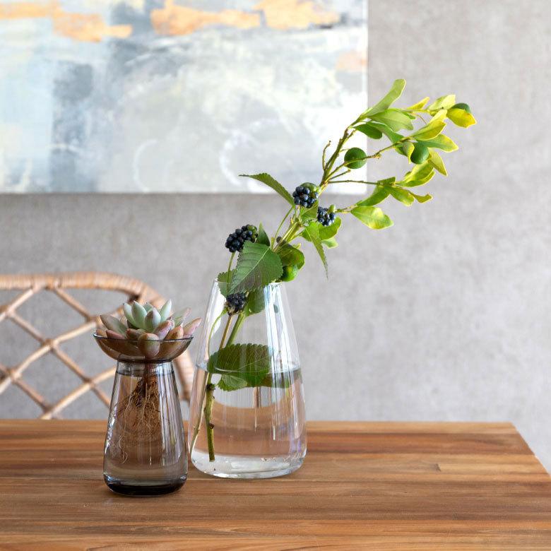 フラワーベース 一輪挿し ガラス 真鍮 クリア グレー 花瓶 830ml 水耕栽培 インテリア お手入れ簡単 おしゃれ 90392 | ブランド登録なし | 18