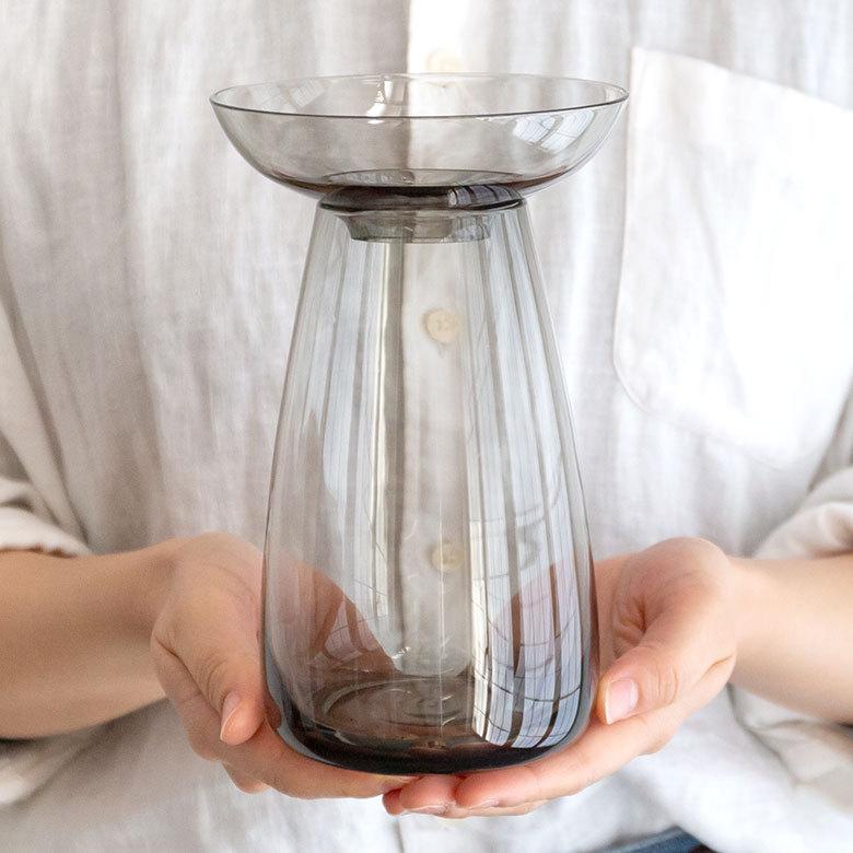 フラワーベース 一輪挿し ガラス 真鍮 クリア グレー 花瓶 830ml 水耕栽培 インテリア お手入れ簡単 おしゃれ 90392 | ブランド登録なし | 07