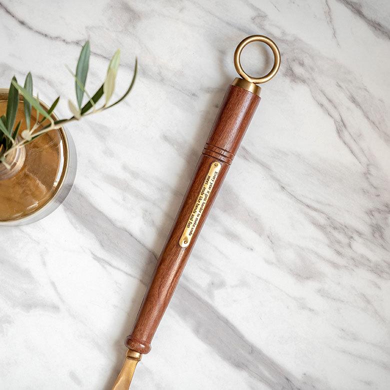 シューホーン 靴べら 真鍮 木 長さ 46cm ロング 靴ベラ おしゃれ 高級