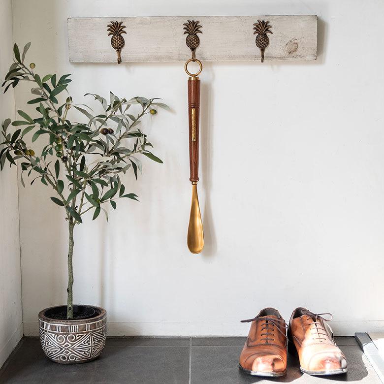 シューホーン 靴べら 真鍮 木 長さ 46cm ロング 靴ベラ おしゃれ 高級