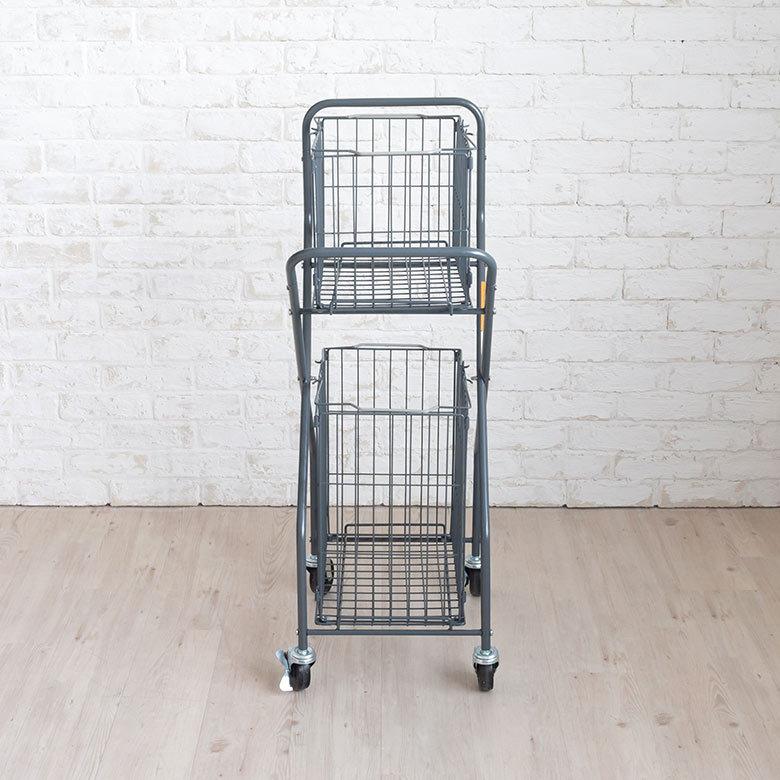 ランドリーワゴン ランドリー バスケット ワゴン 洗濯 カゴ 2段 トローリー ワイヤー 収納 キャスター付 タワー スクエア おしゃれ 北欧 ダルトン DULTON 90409 | ブランド登録なし | 18