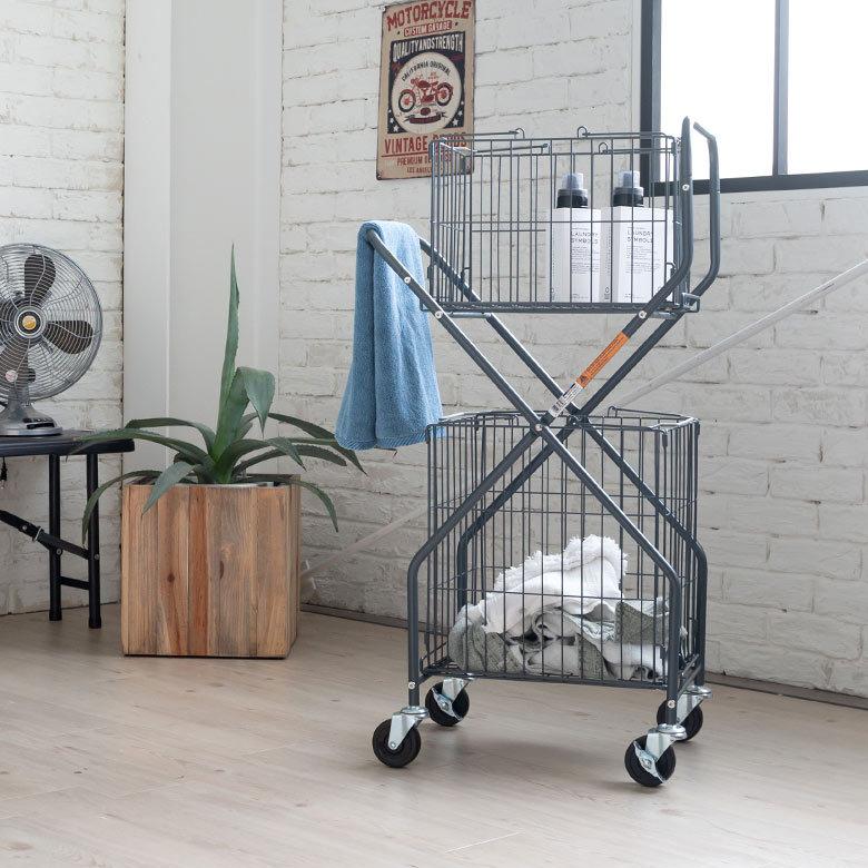 ランドリーワゴン ランドリー バスケット ワゴン 洗濯 カゴ 2段 トローリー ワイヤー 収納 キャスター付 タワー スクエア おしゃれ 北欧 ダルトン DULTON 90409 | ブランド登録なし | 21
