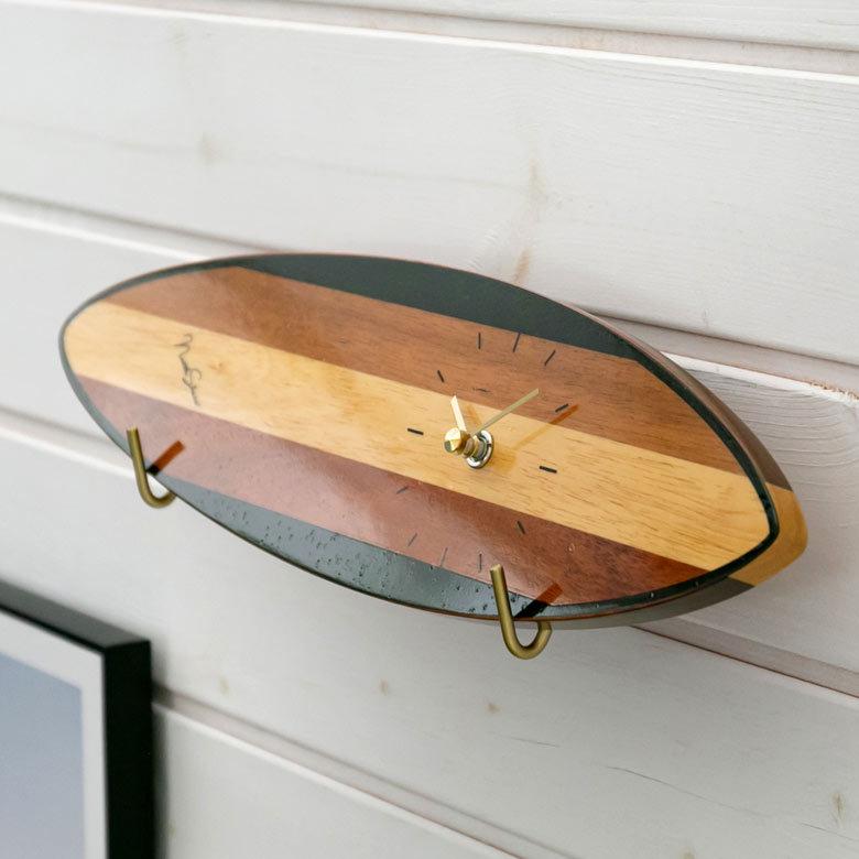 時計 壁掛け時計 置時計 2way サーフボード 木製 インテリア ビーチハウス 西海岸 ナチュラル 男前 スイープムーブメント 90410 | INTERFORM | 03