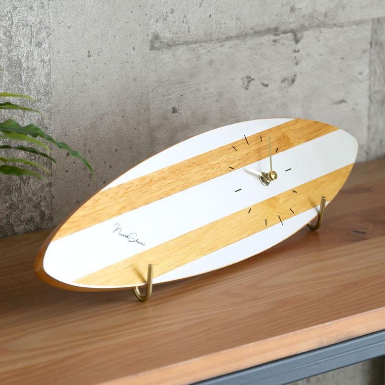 時計 壁掛け時計 置時計 2way サーフボード 木製 インテリア ビーチハウス 西海岸 ナチュラル 男前 スイープムーブメント 90410 | INTERFORM | 13