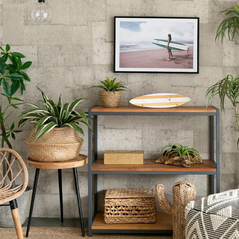 時計 壁掛け時計 置時計 2way サーフボード 木製 インテリア ビーチハウス 西海岸 ナチュラル 男前 スイープムーブメント 90410 | INTERFORM | 16