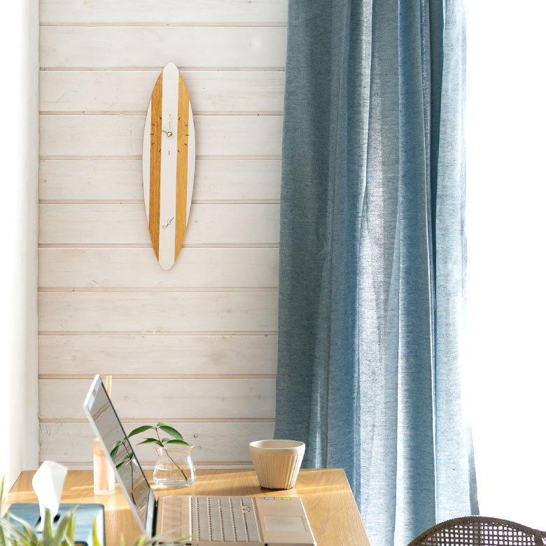 時計 壁掛け時計 置時計 2way サーフボード 木製 インテリア ビーチハウス 西海岸 ナチュラル 男前 スイープムーブメント 90410 | INTERFORM | 17