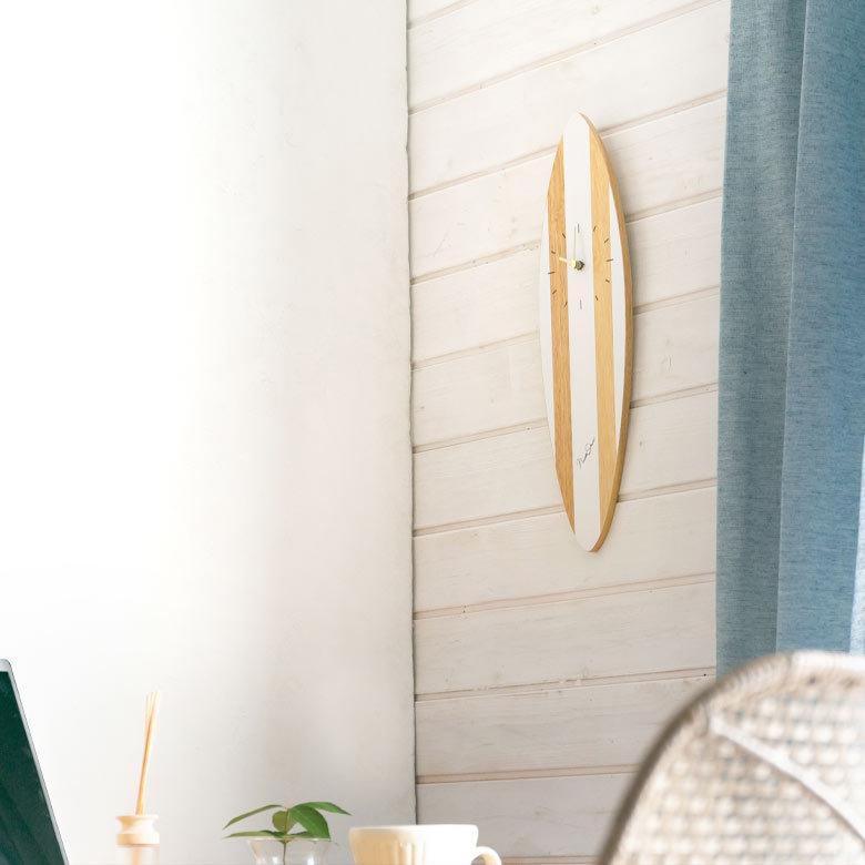 時計 壁掛け時計 置時計 2way サーフボード 木製 インテリア ビーチハウス 西海岸 ナチュラル 男前 スイープムーブメント 90410 | INTERFORM | 07