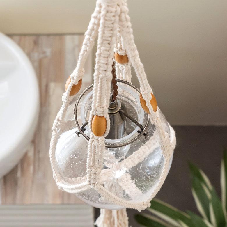 ペンダントライト ガラス E26 直径約20cm マクラメ クリア 照明 浮き球 オブジェ LED対応 インテリア ランプシェード 90412 | ブランド登録なし | 11