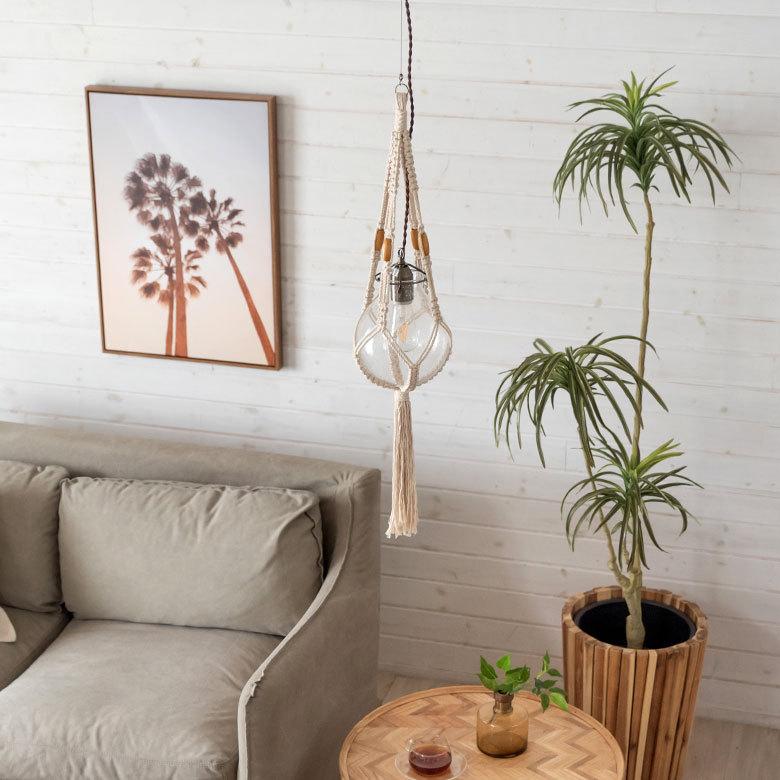 ペンダントライト ガラス E26 直径約20cm マクラメ クリア 照明 浮き球 オブジェ LED対応 インテリア ランプシェード 90412 | ブランド登録なし | 16