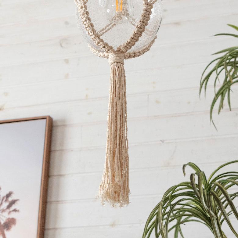 ペンダントライト ガラス E26 直径約20cm マクラメ クリア 照明 浮き球 オブジェ LED対応 インテリア ランプシェード 90412 | ブランド登録なし | 17