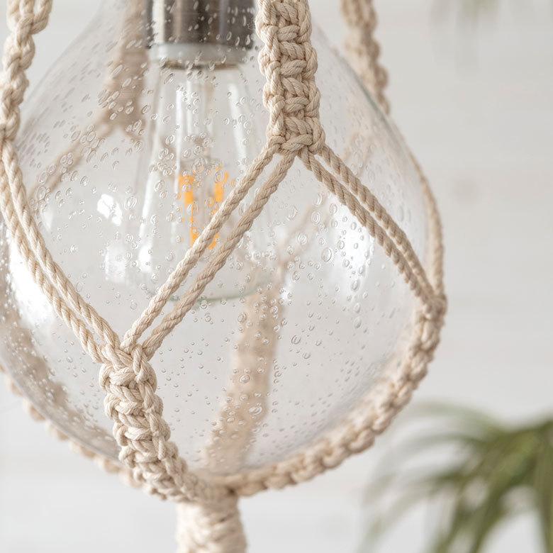 ペンダントライト ガラス E26 直径約20cm マクラメ クリア 照明 浮き球 オブジェ LED対応 インテリア ランプシェード 90412 | ブランド登録なし | 02