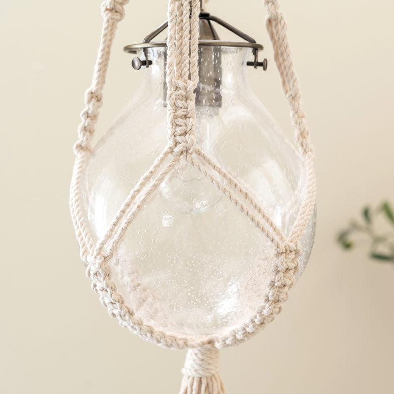 ペンダントライト ガラス E26 直径約20cm マクラメ クリア 照明 浮き球 オブジェ LED対応 インテリア ランプシェード 90412 | ブランド登録なし | 06