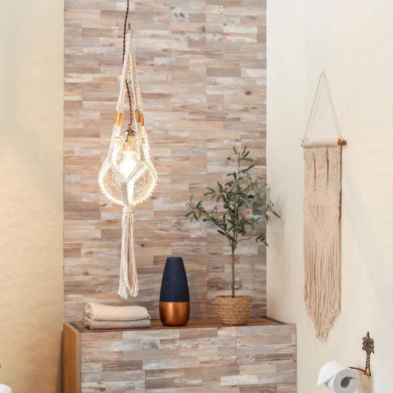 ペンダントライト ガラス E26 直径約20cm マクラメ クリア 照明 浮き球 オブジェ LED対応 インテリア ランプシェード 90412 | ブランド登録なし | 08