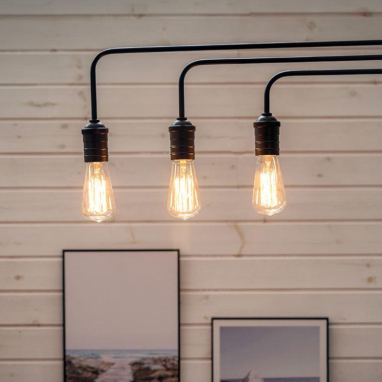 シーリング ライト 天井 照明 ３灯 E26 角度 調整 ソケット ランプ スチール ブラック 100W ハウス球 LED 裸電球 おしゃれ シンプル インターフォルム  90414 | INTERFORM | 14