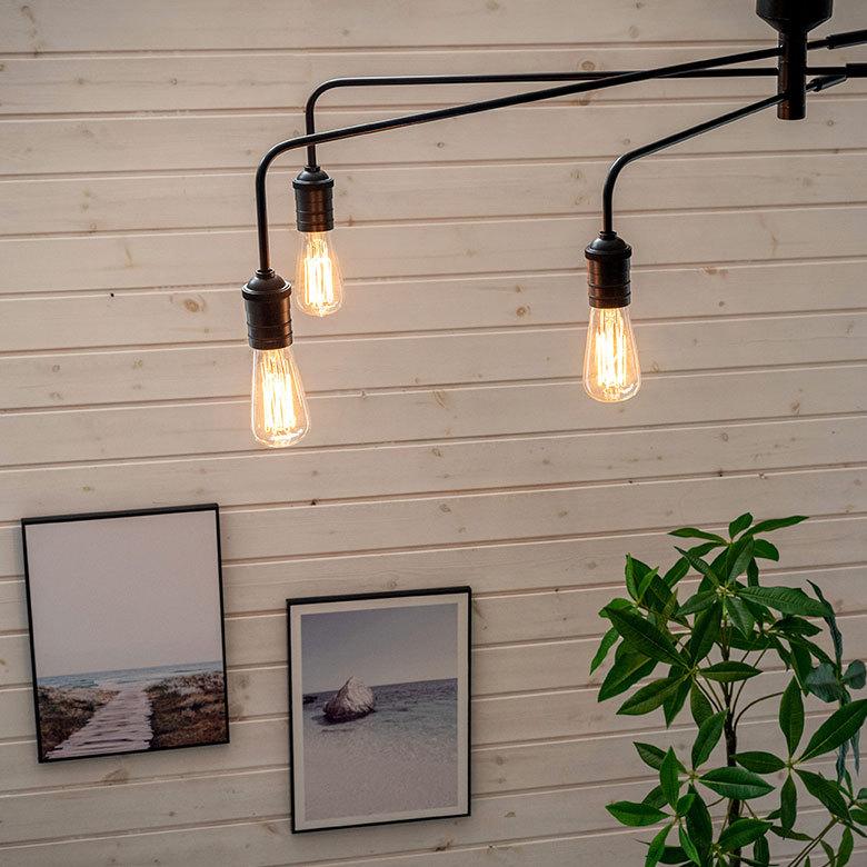 シーリング ライト 天井 照明 ３灯 E26 角度 調整 ソケット ランプ スチール ブラック 100W ハウス球 LED 裸電球 おしゃれ シンプル インターフォルム  90414 | INTERFORM | 16