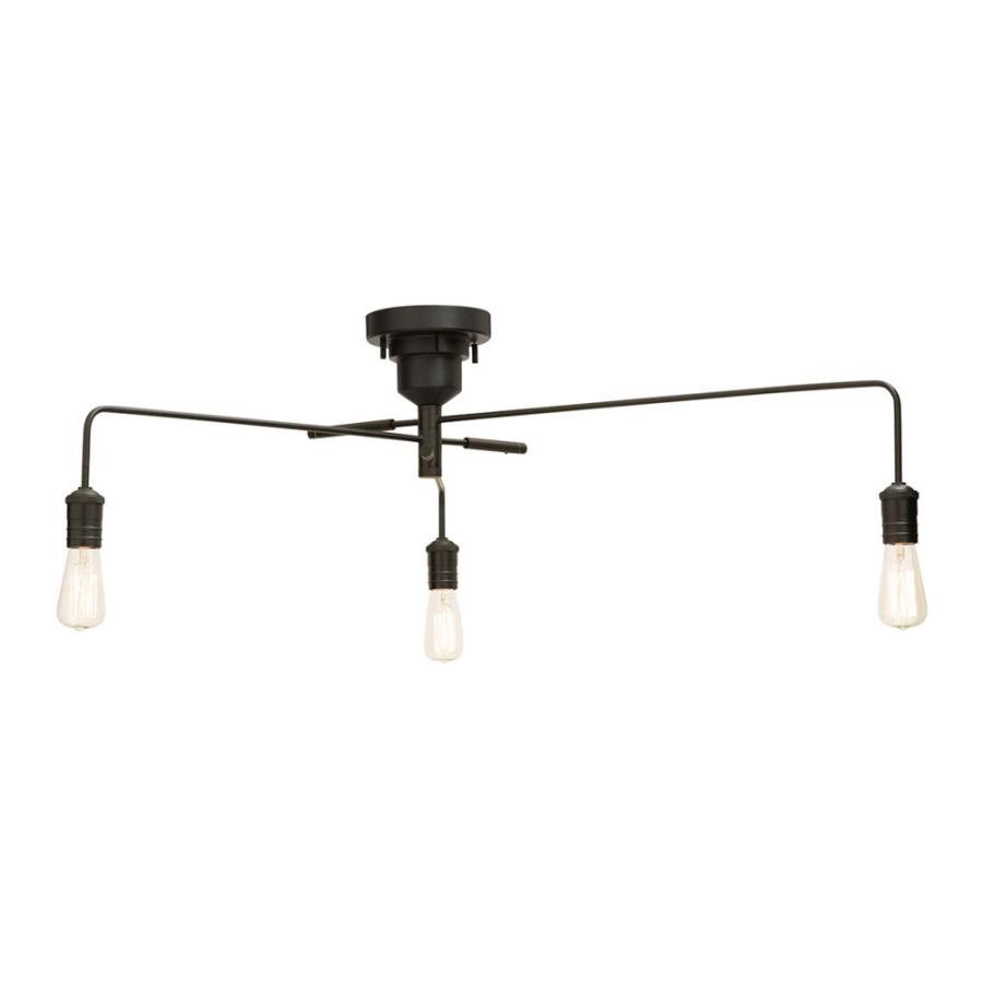 シーリング ライト 天井 照明 ３灯 E26 角度 調整 ソケット ランプ スチール ブラック 100W ハウス球 LED 裸電球 おしゃれ シンプル インターフォルム  90414 | INTERFORM | 20