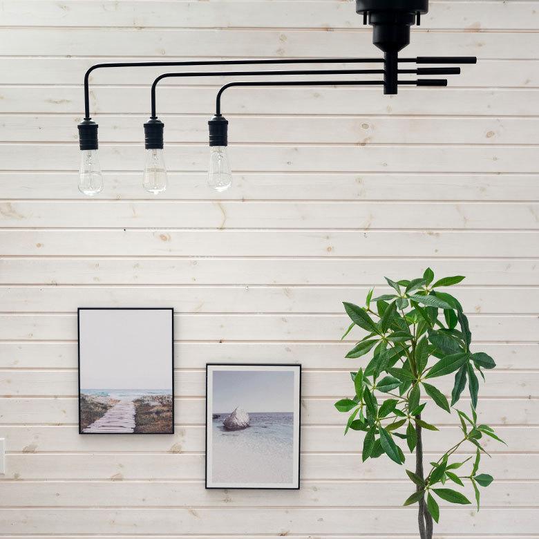 シーリング ライト 天井 照明 ３灯 E26 角度 調整 ソケット ランプ スチール ブラック 100W ハウス球 LED 裸電球 おしゃれ シンプル インターフォルム  90414 | INTERFORM | 08