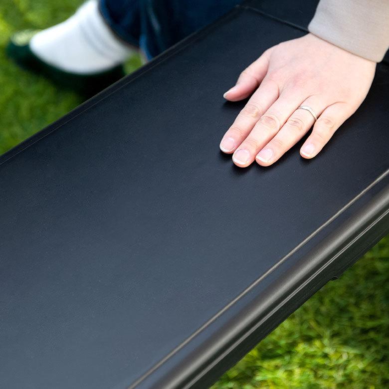 アウトドアベンチ 折りたたみ 2人掛 プラスチック スチール ブラック オリーブ ミリタリーカラー 取っ手付き ピクニック キャンプ  コンパクト 90419 | ブランド登録なし | 04