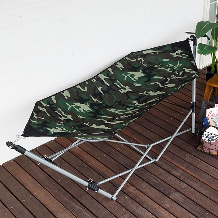 ハンモック ワンタッチ 自立式 迷彩柄 収納バッグ付き 91007 | ブランド登録なし | 01