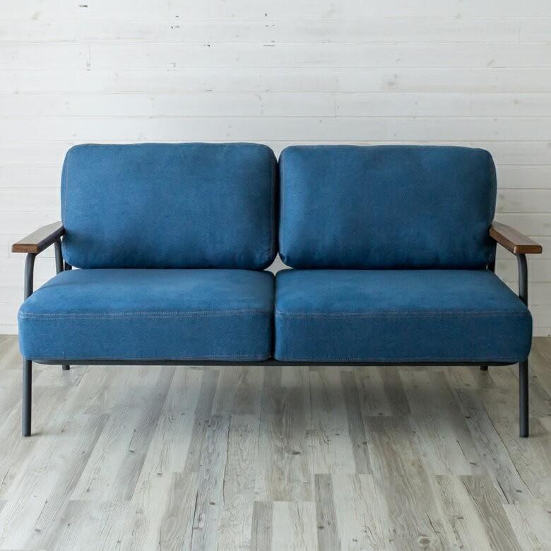 ソファー ソファ セトラシリーズ デニム ２人掛け おしゃれ ラブソファ 2P 生地 ブルー 西海岸 天然木 肘掛け ポケットコイル スチール製 男前 北欧 91017 | ブランド登録なし | 01