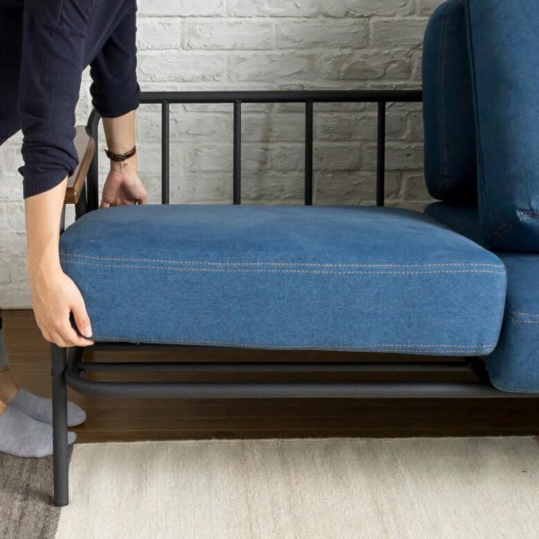 ソファー ソファ セトラシリーズ デニム ２人掛け おしゃれ ラブソファ 2P 生地 ブルー 西海岸 天然木 肘掛け ポケットコイル スチール製 男前 北欧 91017 | ブランド登録なし | 11